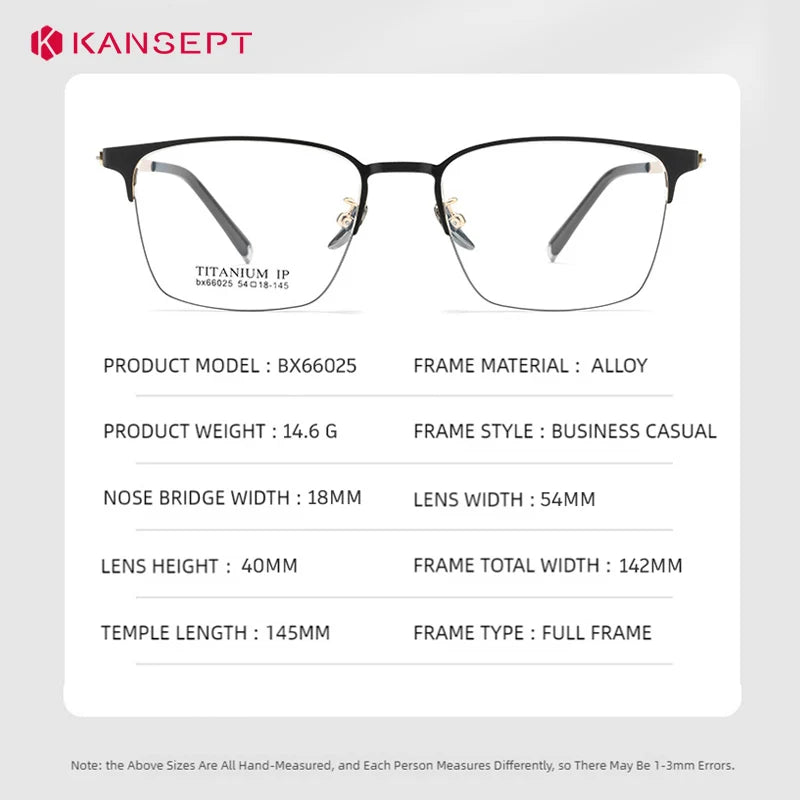 Kansept Unisex Full Rim Square Alloy Reading Glasses 60625
