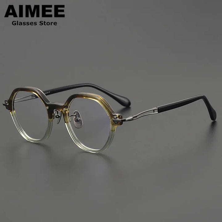 Aimee Unisex Full Rim Polygon Round Titanium Acetate Eyeglasses 691453