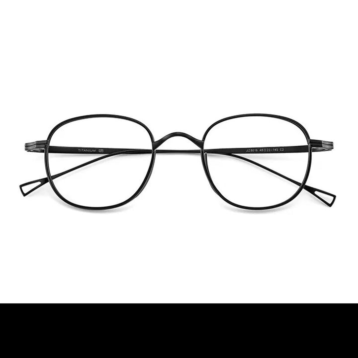 Yimaruili Unisex Full Rim Round Titanium Alloy Eyeglasses 8016 Full Rim Yimaruili Eyeglasses Black  