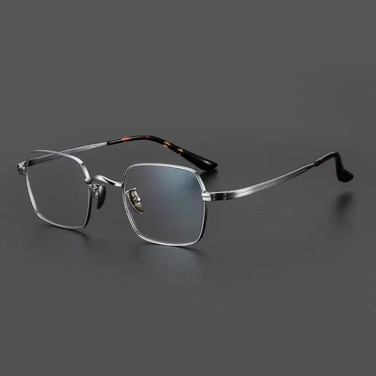 Muzz Men's Full Rim Square Titanium Eyeglasses Sg6801 Full Rim Muzz Silver  