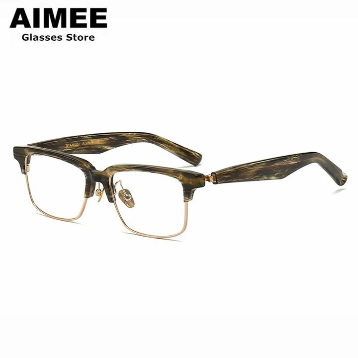 Aimee Unisex Full Rim Square Titanium Acetate Eyeglasses 1393 Full Rim Aimee   