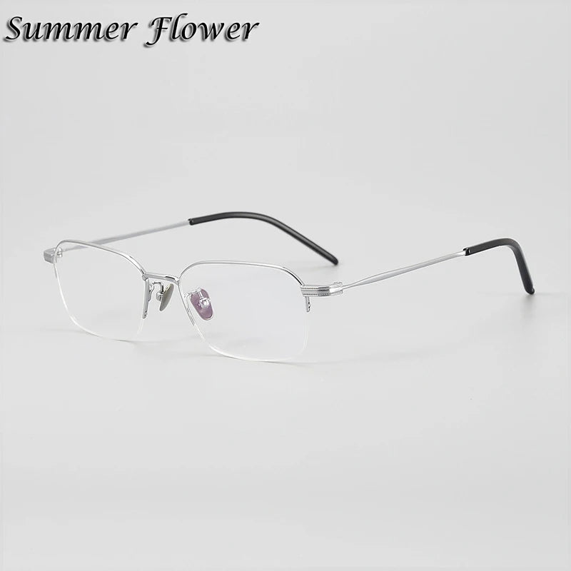 Summer Flower Men's Rimless Square Titanium Eyeglasses 69941