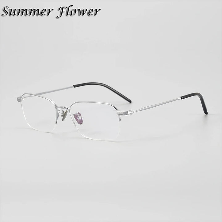 Summer Flower Men's Rimless Square Titanium Eyeglasses 69941