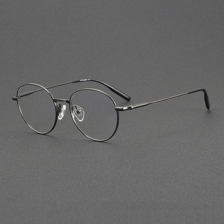 Black Mask Unisex Full Rim Round Oval Titanium Eyeglasses 81030 Full Rim Black Mask Gun Gray  