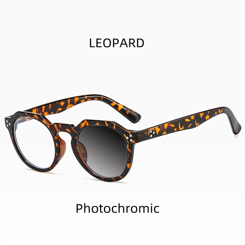 Kocolior Unisex Full Rim Round Acetate Reading Glasses 3395 Reading Glasses Kocolior Photochromic Leopard 0 