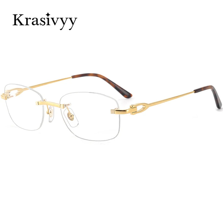 Krasivyy  Women's Rimless Oval Square Titanium Eyeglasses 310290
