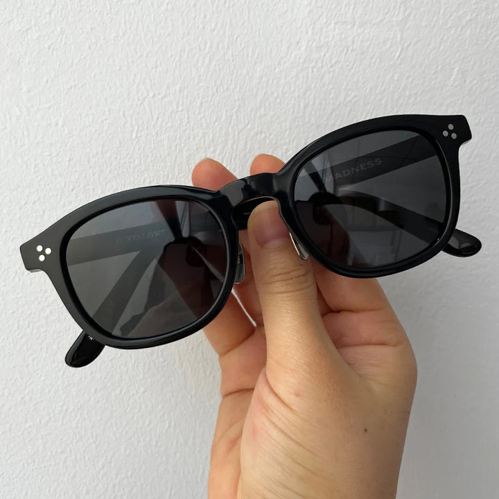Black Mask Unisex Full Rim Acetate Square Polarized Sunglasses 14649 Sunglasses Black Mask Black-Gray Black 