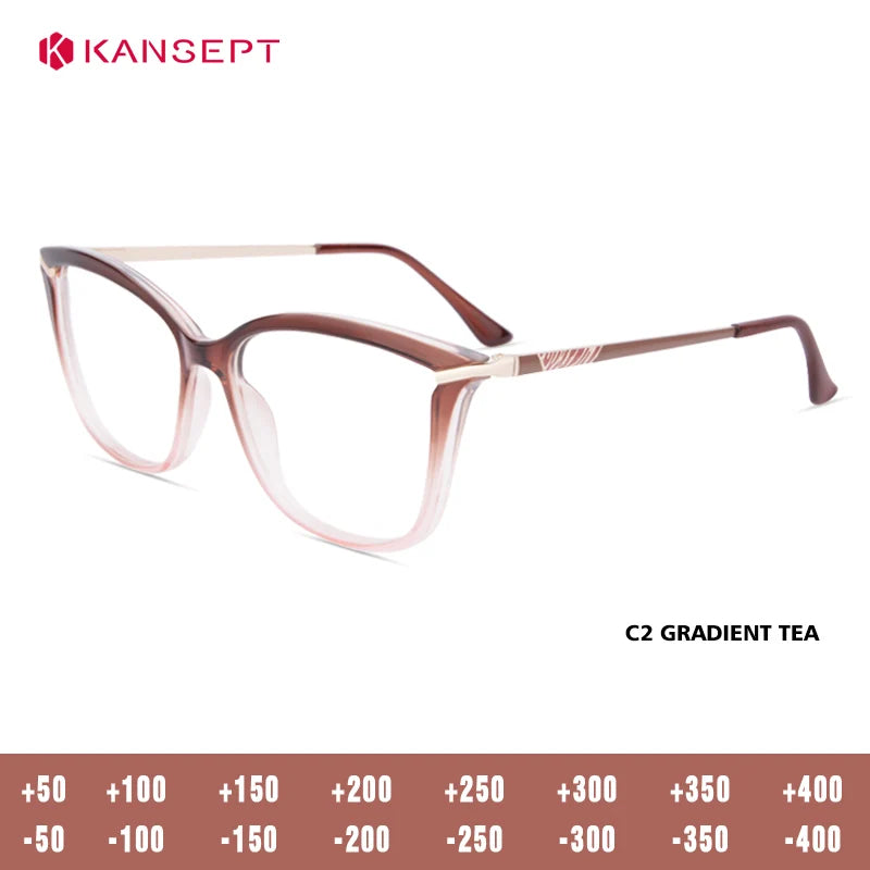 Kansept Women's Full Rim Square Tr 90 Alloy Reading Glasses 512155