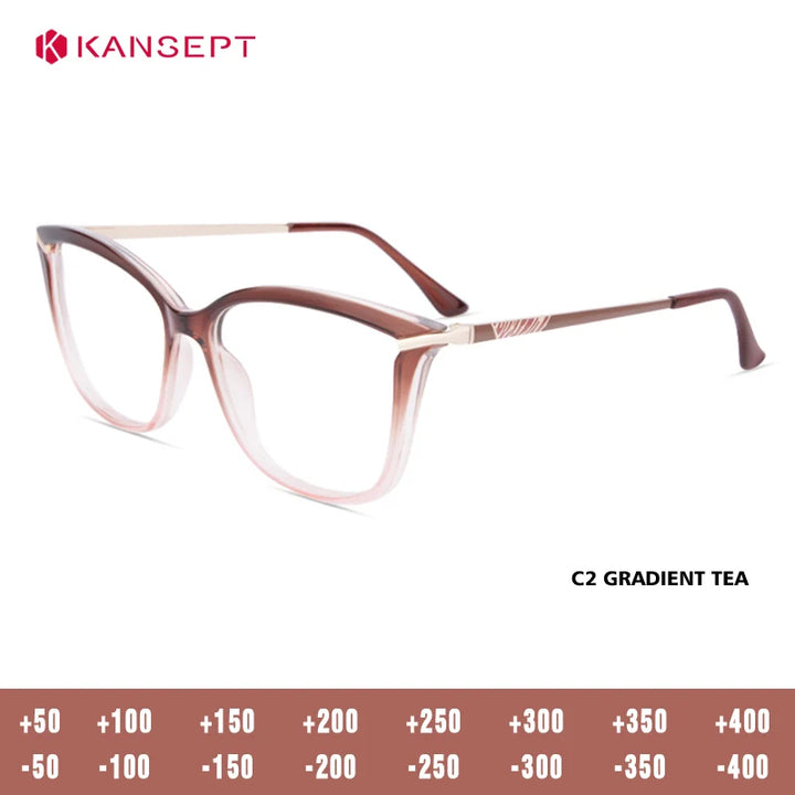 Kansept Women's Full Rim Square Tr 90 Alloy Reading Glasses 512155
