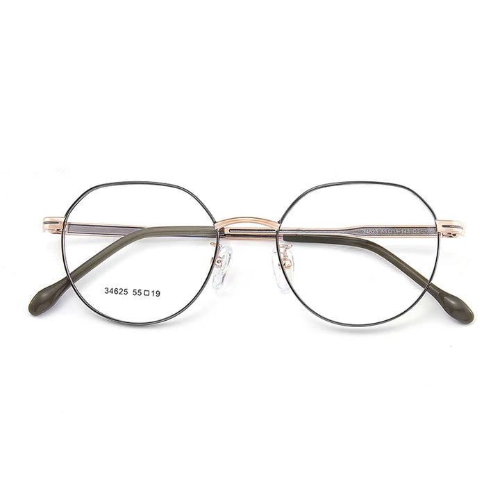 KatKani Women's Full Rim Flat Top Polygon Alloy Eyeglasses 3462 Full Rim KatKani Eyeglasses Gray Rose Gold  