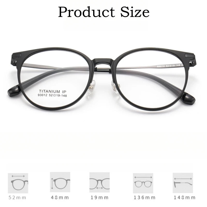 Yimaruili Unisex Full Rim Round Tr 90 Titanium Eyeglasses Clip On Sunglasses Y93012 With Clip Ons Yimaruili Eyeglasses   