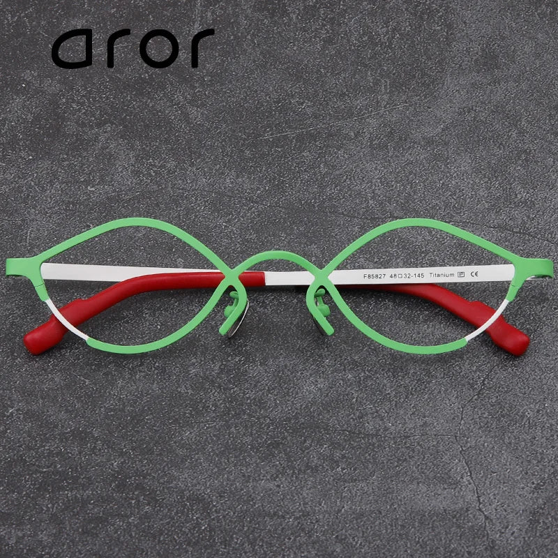 Aror Unisex Full Rim Oval Cat Eye Titanium Eyeglasses 464832 Full Rim Aror