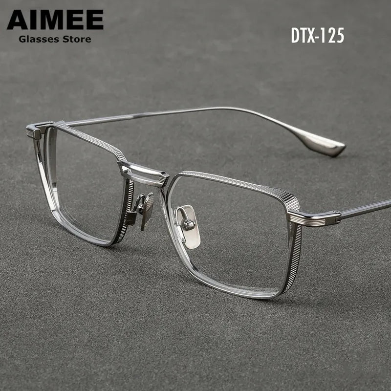 Aimee Unisex Full Rim Square Double Bridge Titanium Eyeglasses 4125 Full Rim Aimee   