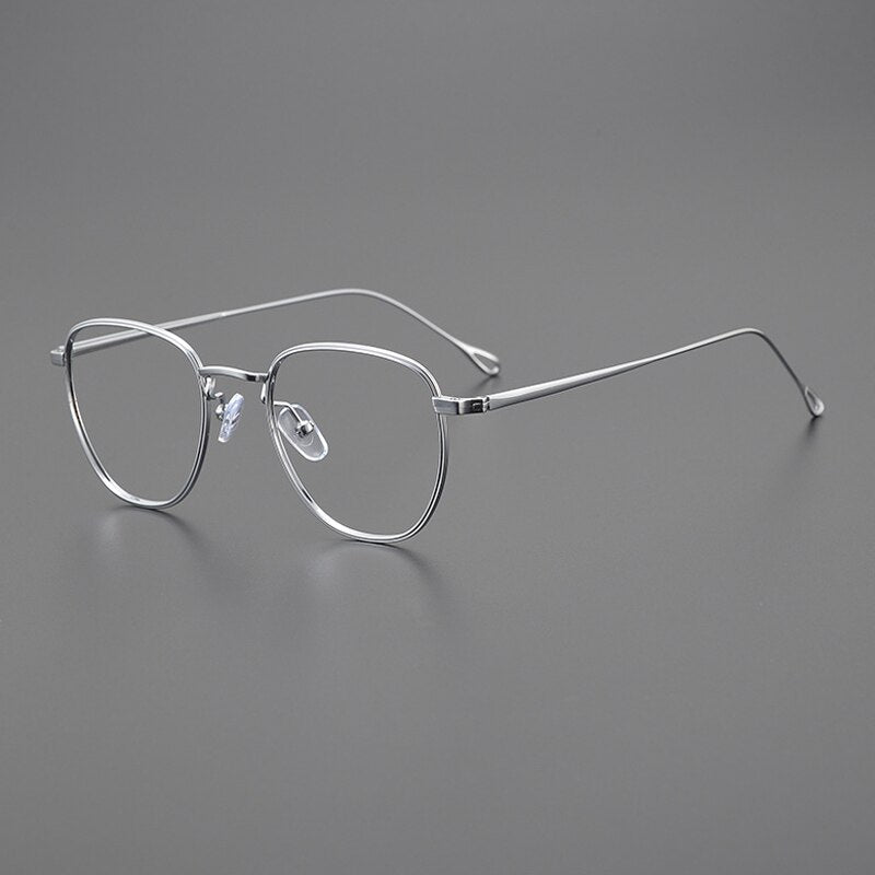Gatenac Unisex Full Rim Square Titanium Eyeglasses Gxyj1046 Full Rim Gatenac Silver  