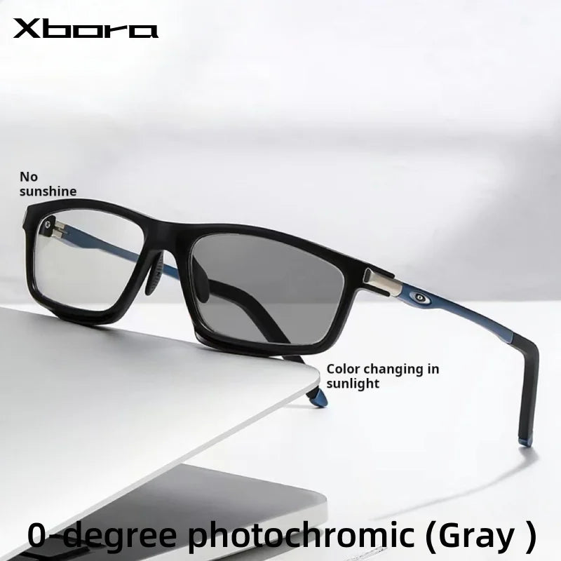 Xbora Unisex Full Rim Square Tr 90 Alloy Photochromic Eyeglasses 813041