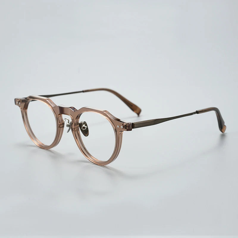 Black Mask Women's Full Rim Flat Top Oval Titanium Acetate Eyeglasses 396573