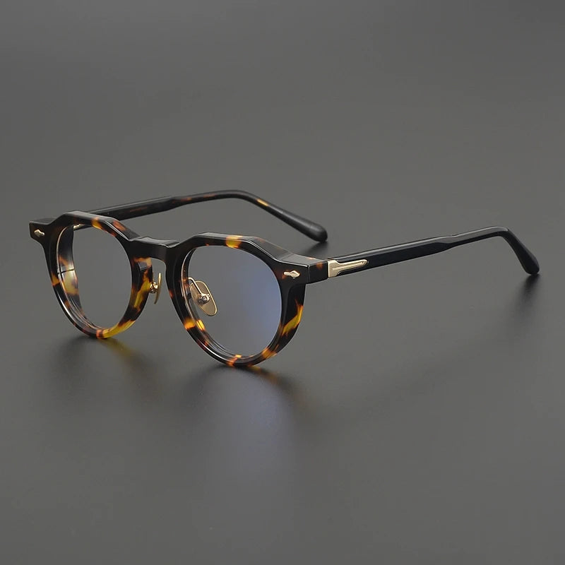 Gatenac Unisex Full Rim Flat Top Round Thick Acetate Eyeglasses Gx2261