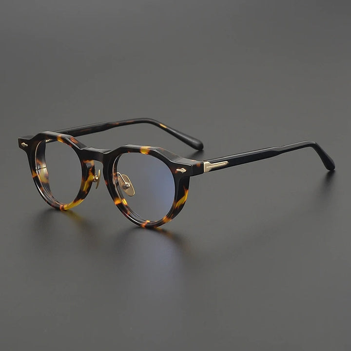 Gatenac Unisex Full Rim Flat Top Round Thick Acetate Eyeglasses Gx2261