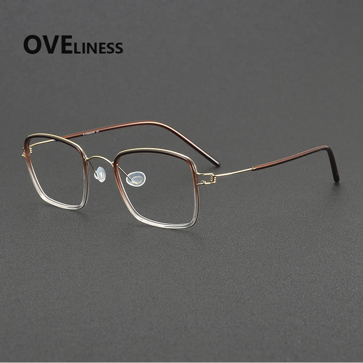 Oveliness Women's Full Rim Polygon Acetate Titanium Eyeglasses 381048