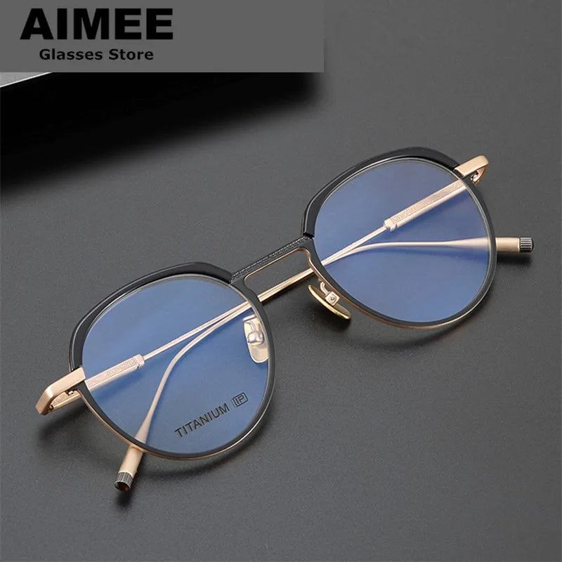 Aimee Unisex Full Rim Square Oval Titanium Acetate Eyeglasses 14346 Full Rim Aimee   