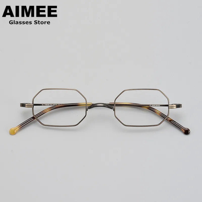 Aimee Unisex Full Rim Small Square Polygon Titanium Eyeglasses 88039 Full Rim Aimee   