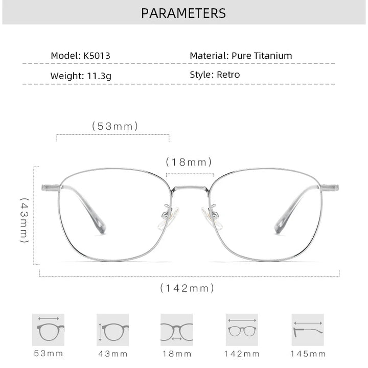 Gmei Women's Full Rim Square Titanium Eyeglasses 5013 Full Rim Gmei Optical   