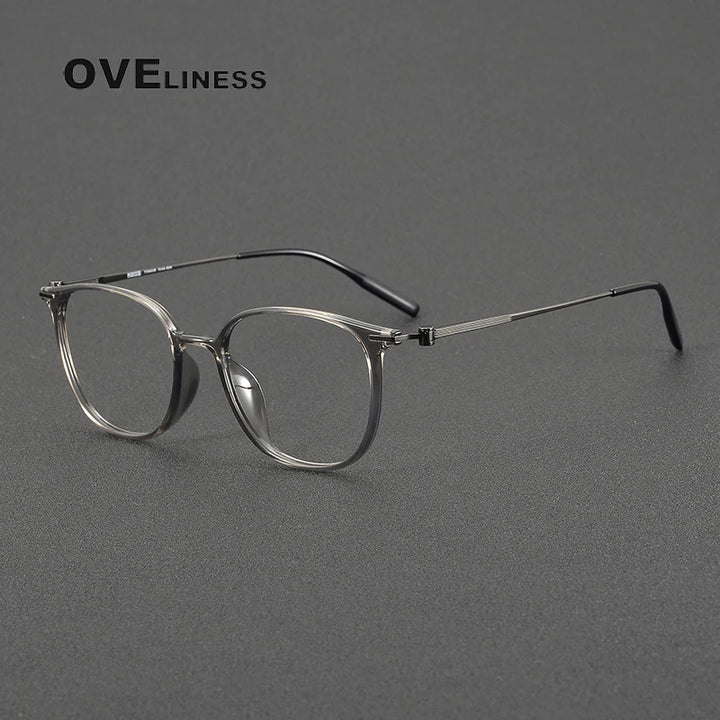 Oveliness Women's Full Rim Square Ultem Titanium Eyeglasses 8669 Full Rim Oveliness grey gun  