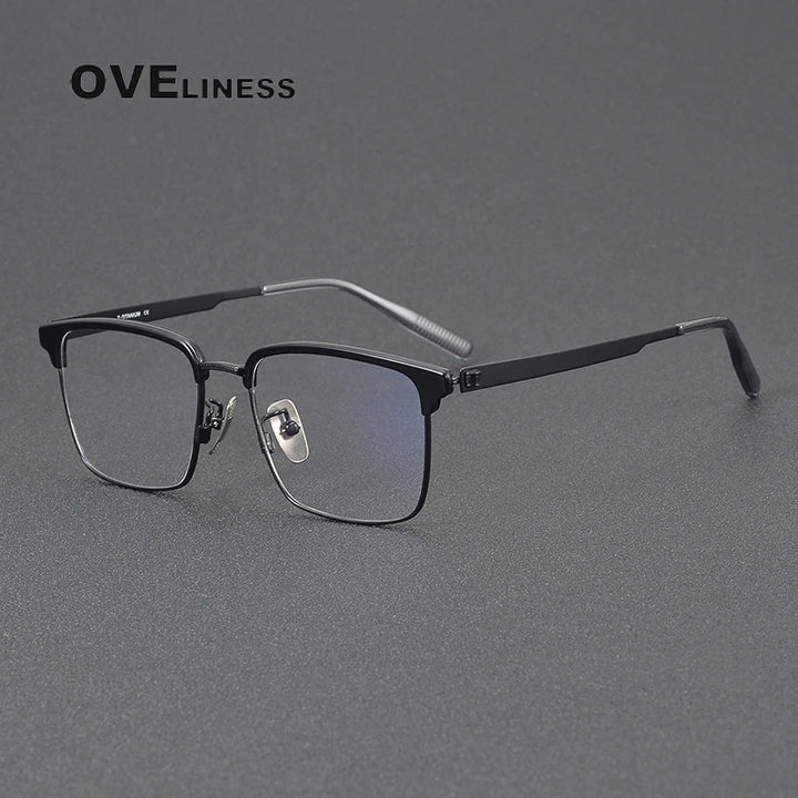 Oveliness Women's Full Rim Square Titanium Eyeglasses 80980 Full Rim Oveliness black  