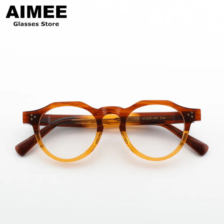 Aimee Unisex Full Rim Flat Top Round Acetate Eyeglasses 519040