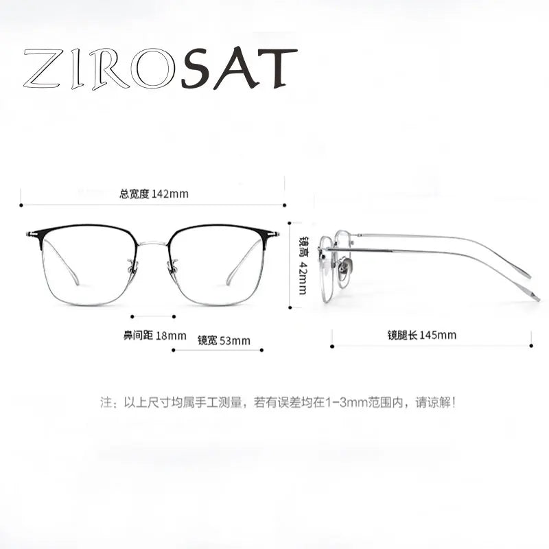 Zirosat Unisex Full Rim Square Acetate Titanium Eyeglasses 890932