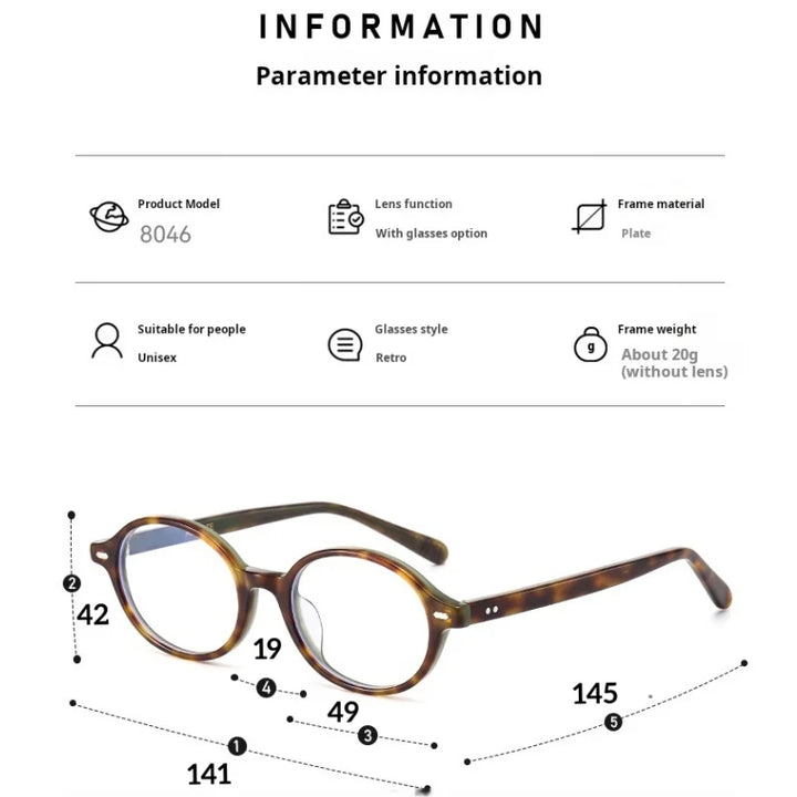 Momoja Unisex Full Rim Round Acetate Eyeglasses 78046