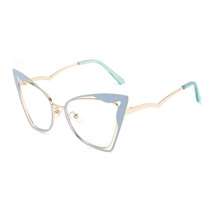 CCspace Women's Full Rim Oval Butterfly Alloy Eyeglasses 300867 Full Rim CCSpace Blue  