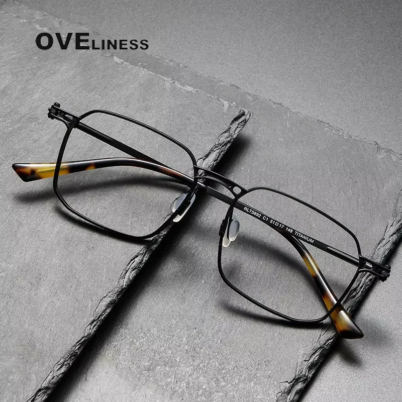 Oveliness Unisex Full Rim Big Square Titanium Eyeglasses 55892 Full Rim Oveliness