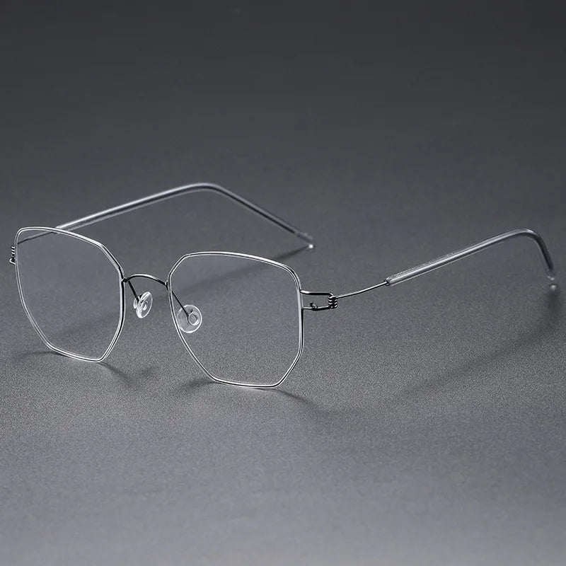 Black Mask Unisex Full Rim Polygon Square Titanium Eyeglasses 5342 Full Rim Black Mask Gun Gray  