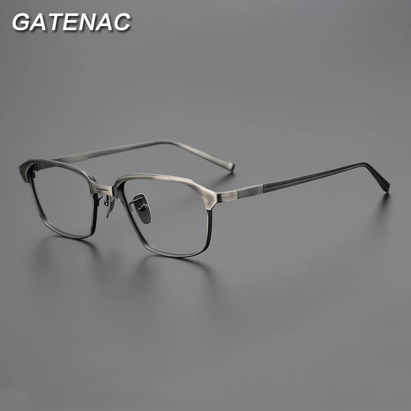 Gatenac Unisex Full Rim Big Square Titanium Eyeglasses Gxyj941 Full Rim Gatenac   