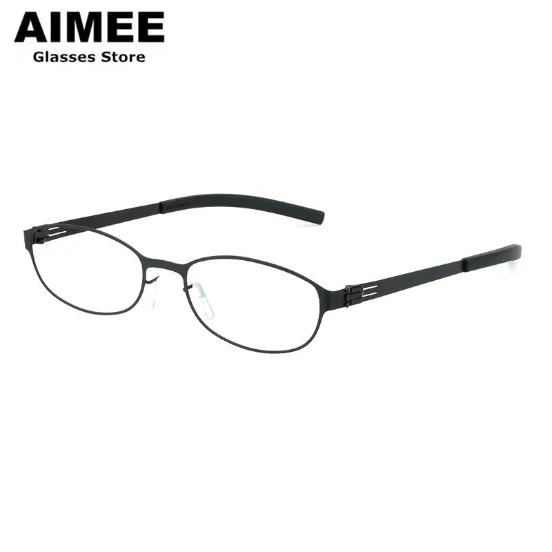 Aimee Women's Full Rim Oval Screwless Stainless Steel Eyeglasses 19003 Full Rim Aimee Black  