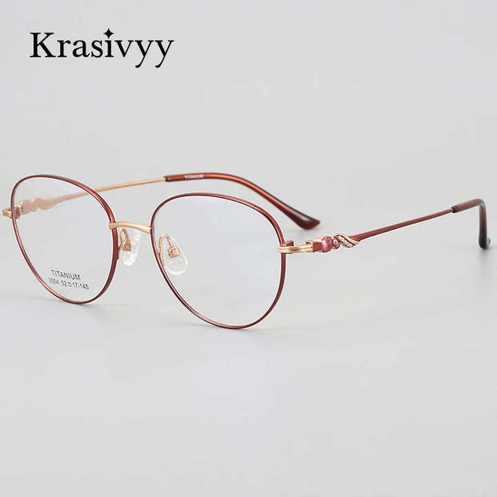 Krasivyy Women's Full Rim Oval Round Titanium Eyeglasses 443004 Full Rim Krasivyy   