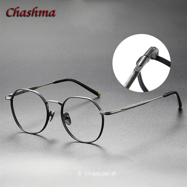 Chashma Ochki Unisex Full Rim Flat Top Round Titanium Eyeglasses 1937 Full Rim Chashma Ochki   