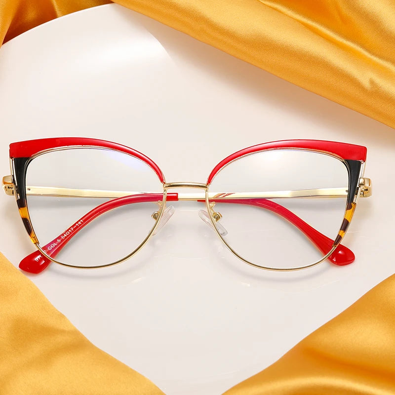 Handoer Women's Full Rim Oval Cat Eye Acetate Alloy Eyeglasses 97697 Full Rim Handoer