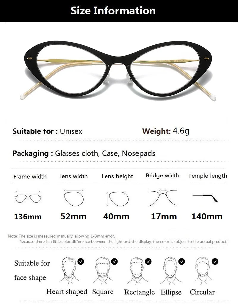 Aimee Women's Full Rim Cat Eye Titanium Acetate Eyeglasses 6550