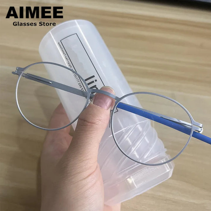 Aimee Women's Full Rim Round Square Screwless Steel Eyeglasses 202019