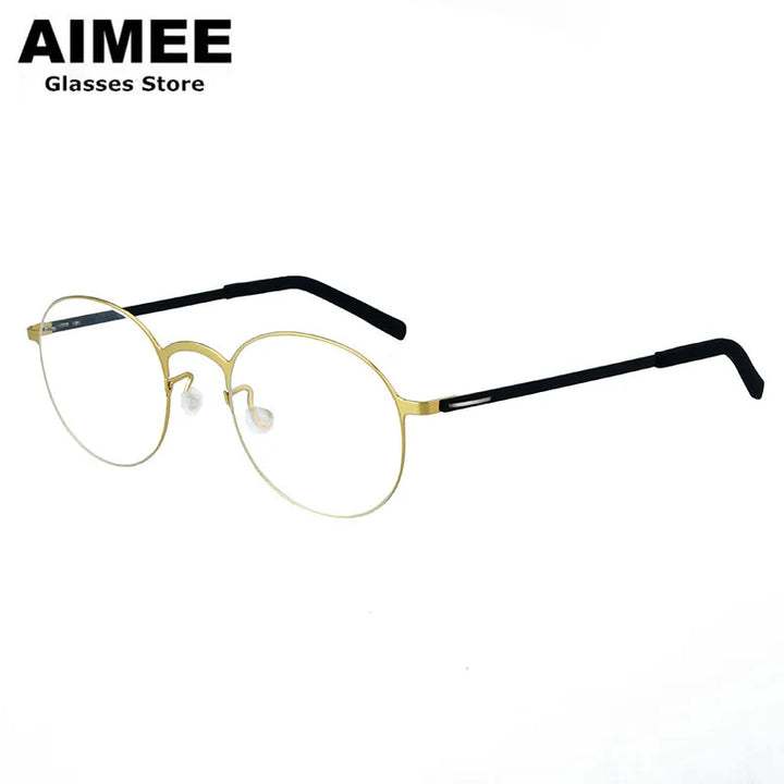 Aimee Women's Full Rim Round Screwless Titanium Eyeglasses 198808