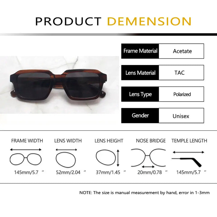 Esnbie 251811 Unisex Full Rim Polygon Square Acetate Sunglasses FuzWeb