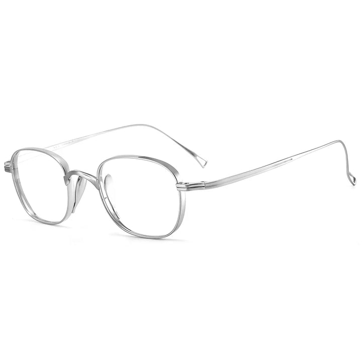 Bclear Unisex Full Rim Oval Titanium Eyeglasses 1019 Full Rim Bclear Silver  