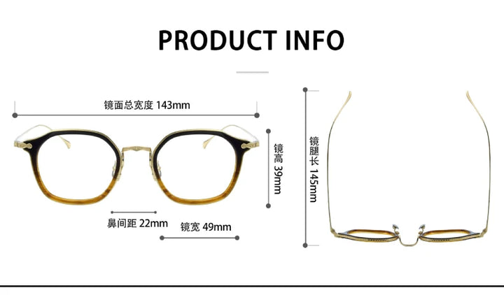 Black Mask Unisex Full Rim Square Acetate Titanium Eyeglasses 396108