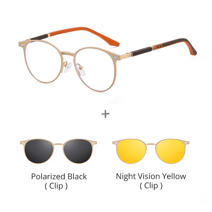 Ralferty Women's Full Rim Oval Mg Al Eyeglasses Clip On Sunglasses 517043