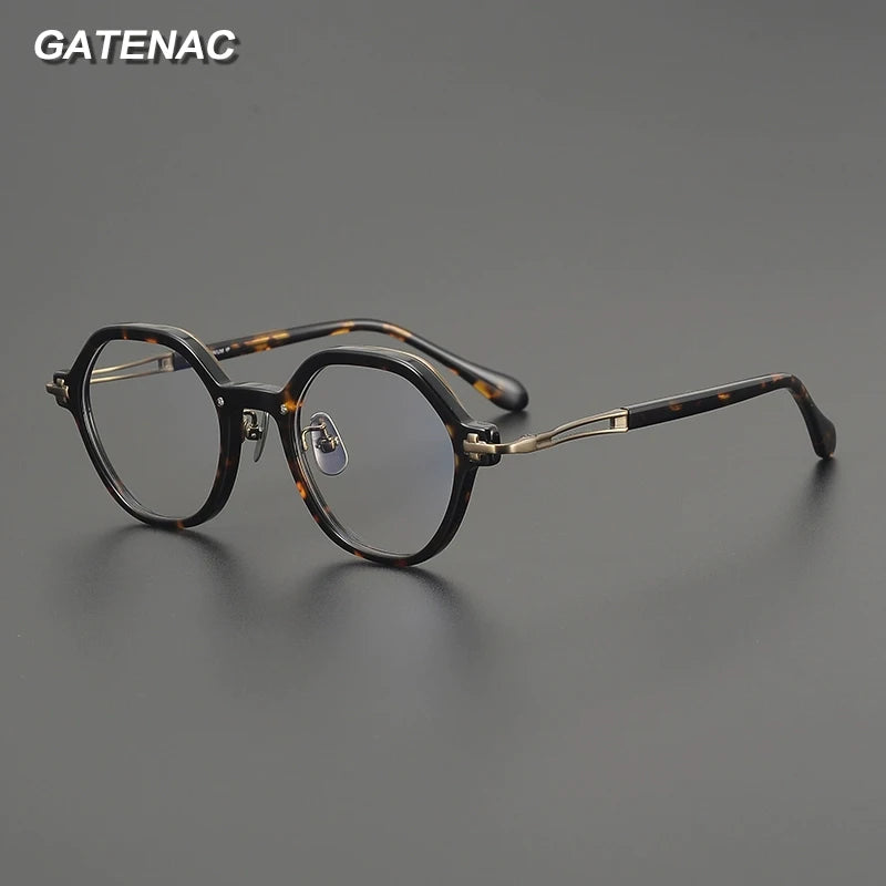 Gatenac Unisex Full Rim Flat Top Oval Acetate Eyeglasses  G84721