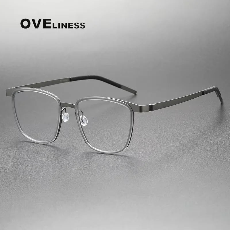 Oveliness Unisex Full Rim Square Acetate Titanium Eyeglasses 39717