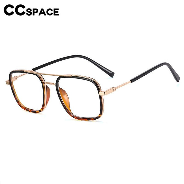 CCSpace Men's Full Rim Square Double Bridge Alloy Eyeglasses 56746 Full Rim CCspace   