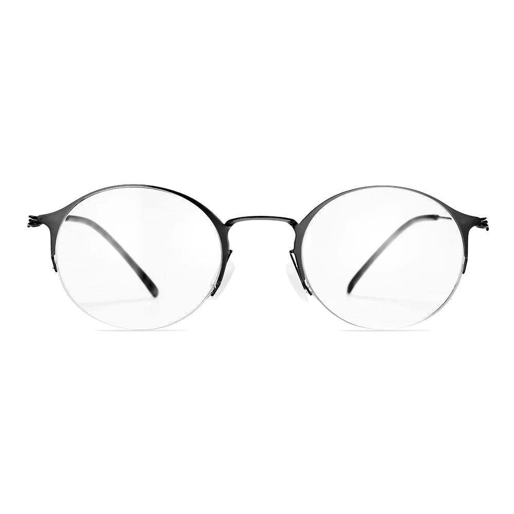 Black Mask Men's Semi Rim Round Screwless Titanium Eyeglasses Xp9521  Black Mask Black  
